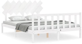 3193467 vidaXL Cadru de pat cu tăblie, alb, 140x200 cm, lemn masiv