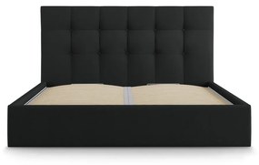 Pat matrimonial 180x200 cm negru tapițat cu spațiu de depozitare cu somieră Nerin – Mazzini Beds