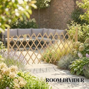 Outsunny Barieră extensibilă din lemn de brad 180 cm, bază stabilă, pentru interior exterior balcon grădină, 180x30x90cm, natural | Aosom Romania