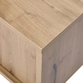 Dulap TV modern, cu iluminare LED și spațiu de depozitare deschis, 190x40x48,5 cm, Negru + Culoare naturală