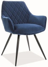 Scaun de bucaterie Linea Velvet, albastru/negru