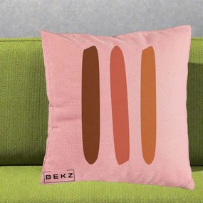 Perna Decorativa Abstract Linii Terracotta, 40x40 cm, Roz, Husa Detasabila, Perna Inclusa, BEKZ®