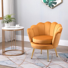 HOMCOM Fotoliu Vintage din Catifea Galbenă, Design Elegant pentru Living sau Birou, Confort Superior | Aosom Romania