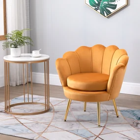 HOMCOM Fotoliu Vintage din Catifea Galbenă, Design Elegant pentru Living sau Birou, Confort Superior | Aosom Romania