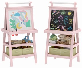 AIYAPLAY Tablă de Desen Dublă Pentru Copii 3-6 Ani, 59x48x118 cm, Roz | Aosom Romania