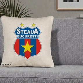 Perna Personalizata Steaua Bucuresti Fotbal, 40x40 cm, Bej Canapea, Husa Detasabila, Perna Inclusa, BEKZ®
