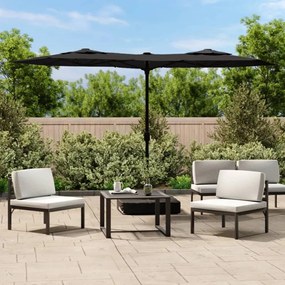 vidaXL Umbrelă de grădină cu două capete, negru, 316x145 cm