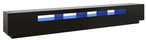 3081925 vidaXL Comodă TV cu lumini LED, negru, 300x35x40 cm
