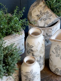 Vaza decorativa, din ceramica, motive florale, H15.5/D7.5cm, Croix