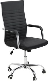 Scaun de birou ODESSA, cadru cromat, reglabil pe inaltime, Piele ecologica, Negru