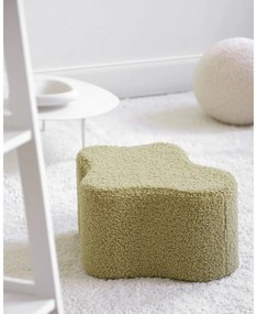 Puf de copii verde cu tapițerie din țesătură bouclé Cloud – Wigiwama