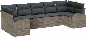 vidaXL Set de canapele pentru grădină cu pernă 7 pcs Gri poliratan