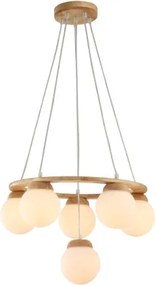 Brilagi - Lustră suspendată pe cablu VISBY WOOD, 6xE27/60W/230V, Ø 58 cm, din lemn
