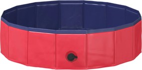 vidaXL Piscină pliabilă pentru câini Roșu și albastru 80 x 80 x 20 cm