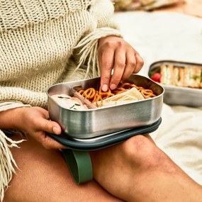Cutie pentru pranz Black+Blum BAM-SS-L010, 1 L, Dreptunghiulara, Potrivita pentru cuptor, Fara BPA, Otel inoxidabil, Inox/Verde