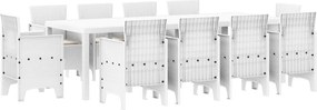vidaXL Set de masă pentru grădină 11 pcs Alb Polipropilenă
