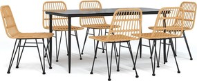 vidaXL Set mobilier de grădină, 7 piese, poliratan