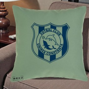 Perna Personalizata FC Unirea Constanta Fotbal, 40x40 cm, Verde, Husa Detasabila, Perna Inclusa, BEKZ®