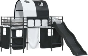 vidaXL Cadru de pat supraetajat pentru copii Negru 90 x 190 cm Metal