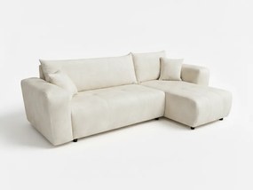 PROMO Canapea extensibila de colt crem SORELA, reversibila + 2 perne gratuite calitatea a II-a