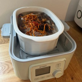 Recipient din porțelan pentru aparatul de gătit cu aburi BUYDEEM CT1005, 2 l, de la -8 °C la +230 °C, omologat de FDA pentru contactul cu alimentele, alb