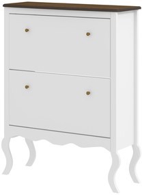 HOMCOM Șifonier Îngust cu 2 Sertare Abatibile Rafturi Reglabile pentru 16 Perechi de Pantofi 84x29x109 cm Alb | Aosom Romania