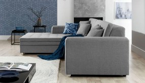 Coltar extensibil stanga 4 locuri, ELTAP, Sorento, 296x194x78 cm, lemn/poliester, gri inchis/gri