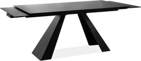 Masa moderna dining SALVADORE, negru mat, metal/sticla securizata, 160