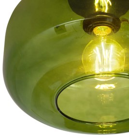 Plafonieră retro neagră cu sticlă verde - Bizle