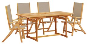 3279324 vidaXL Set mobilier de grădină, 5 piese, lemn masiv acacia/textilenă