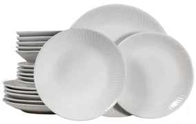 Set Complet Serviciu De Masa, Decorate in Relief, Aspect Raze de Soare 18 piese, pentru 6 persoane, Cesiro, Verde Alb Lucios