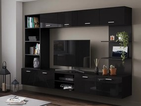 Mobilă pentru sufragerie Springfield 172 Negru lucios, Negru, Solid, PAL laminat, MDF, 150x240x40cm