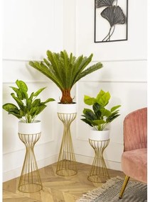 Ghiveci metalic de flori LOFT 56x20 cm auriu/alb