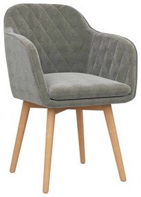 289408 vidaXL Scaun de bucătărie, gri deschis, catifea