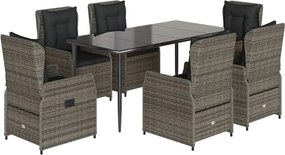 vidaXL Set mobilier de grădină cu perne, 7 piese, gri, poliratan