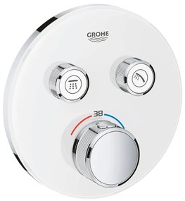 Baterie termostatica pentru cada incastrata cu 2 iesiri, moonwhite