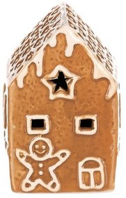 Decorațiuni de Crăciun Casă din turtă dulce cuiluminare LED, ceramică, 9 cm