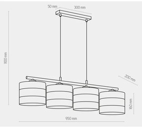 Lustră pe cablu TAGO 4xE27/15W/230V neagră/aurie
