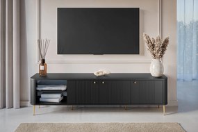 Comodă TV Vesper 3D 187 cm - negru / picioare aurii