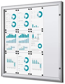 Vitrina interioara cu incuietoare cu informatii 12 x A4, ignifuga, aluminiu