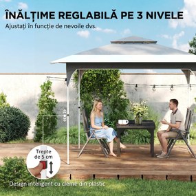 Outsunny Pavilion Pliabil 3.5x3.5 m Pop Up, Montare Ușoară cu Buton Central, Pavilion de Grădină Reglabil pe Înălțime cu Acoperiș Dublu, Geantă de Transport, UV50+, pentru Exterior, Gri Închis | Aosom Romania