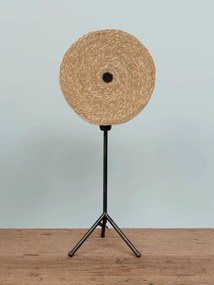 Lampa de masa, din iarba Moonj si baza metalica, Kenya