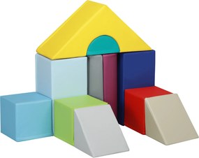 HOMCOM Set de Construcții Moi pentru Copii 1-3 Ani cu 11 Forme, 25x25x50 cm, Multicolor | Aosom Romania