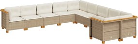vidaXL Set canapele de grădină cu perne, 10 piese, bej, poliratan