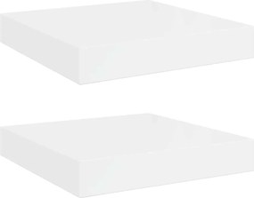 vidaXL Rafturi de perete, 2 buc., alb extralucios, 23x23,5x3,8 cm, MDF