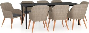 vidaXL Set mobilier de grădină cu perne, 9 piese, maro