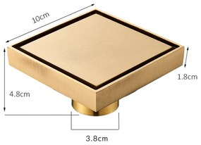 Sifon pardoseala antimiros cu capac auriu nichelat faiantabil reversibil, iesire verticala, diametru 10 cm Auriu nichelat