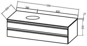 Mobilier suspendat, Kolpasan, Alexis, pentru lavoar pe blat 120 cm, Green