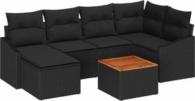 vidaXL Set de canapele pentru grădină 7 pcs Negru poliratan