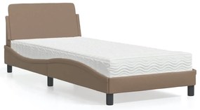vidaXL Pat cu saltea, cappuccino, 80x200 cm piele ecologică